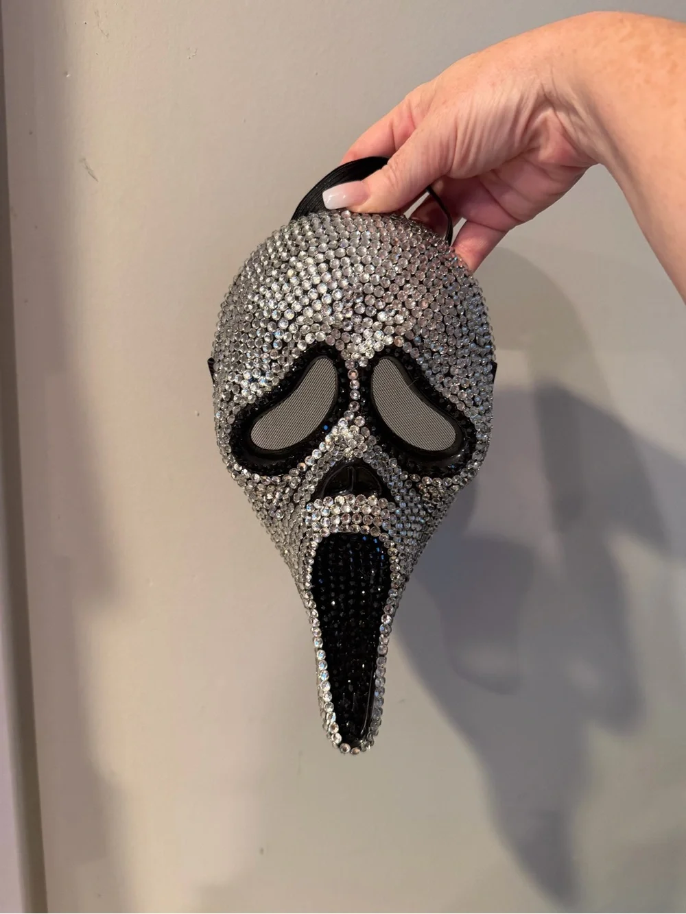 Rhinestone ghostface  Mask - Silver and Black